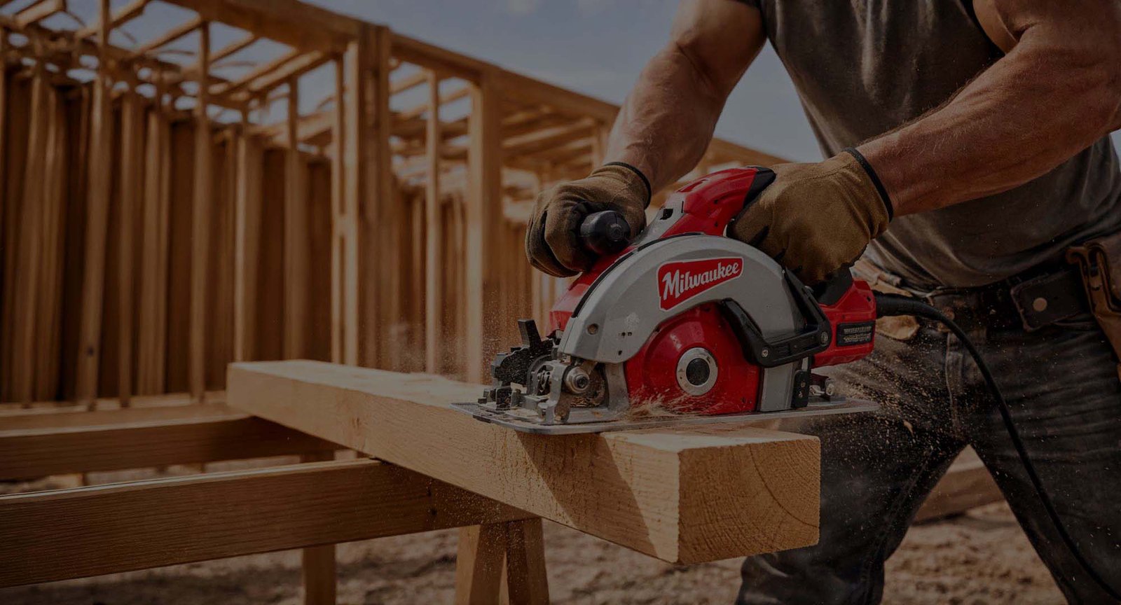 Framing lumber being cut for a new home addition in the Tulsa area