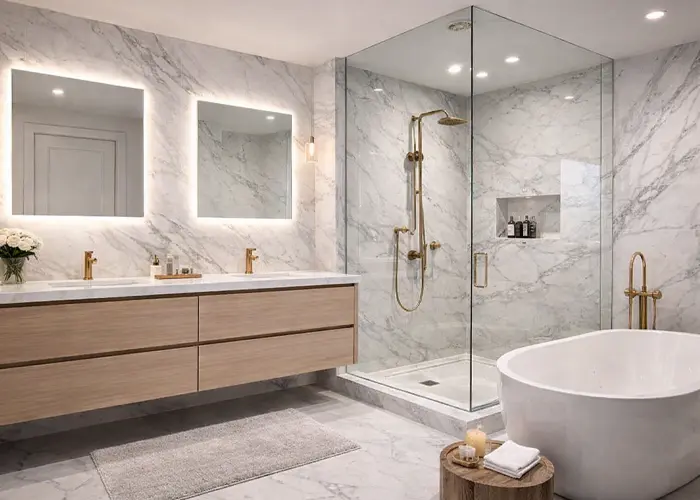 Walk-in shower and tile installation in Tulsa and Broken Arrow bathroom remodel