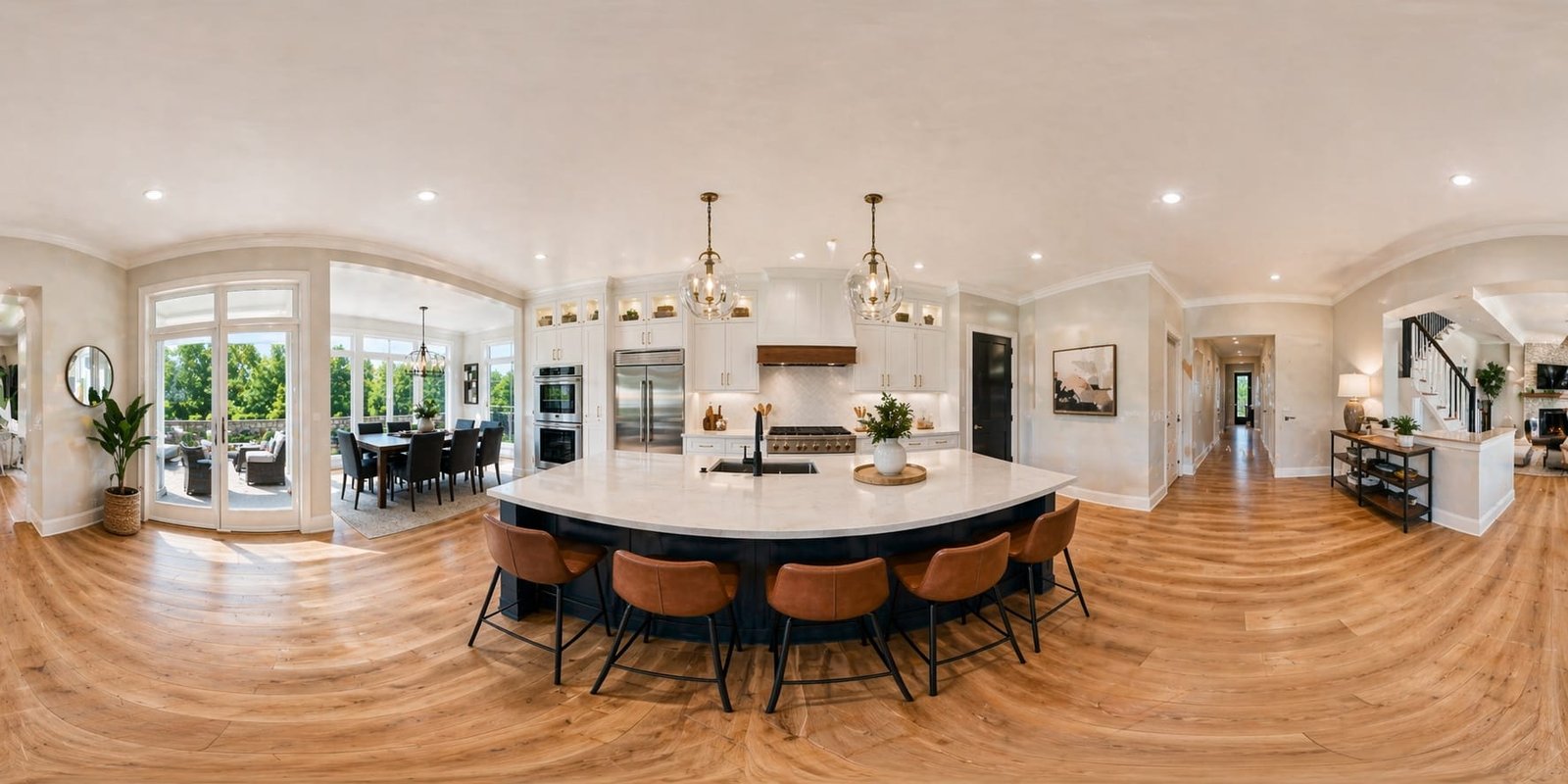 Open kitchen and living area after a whole-home remodel